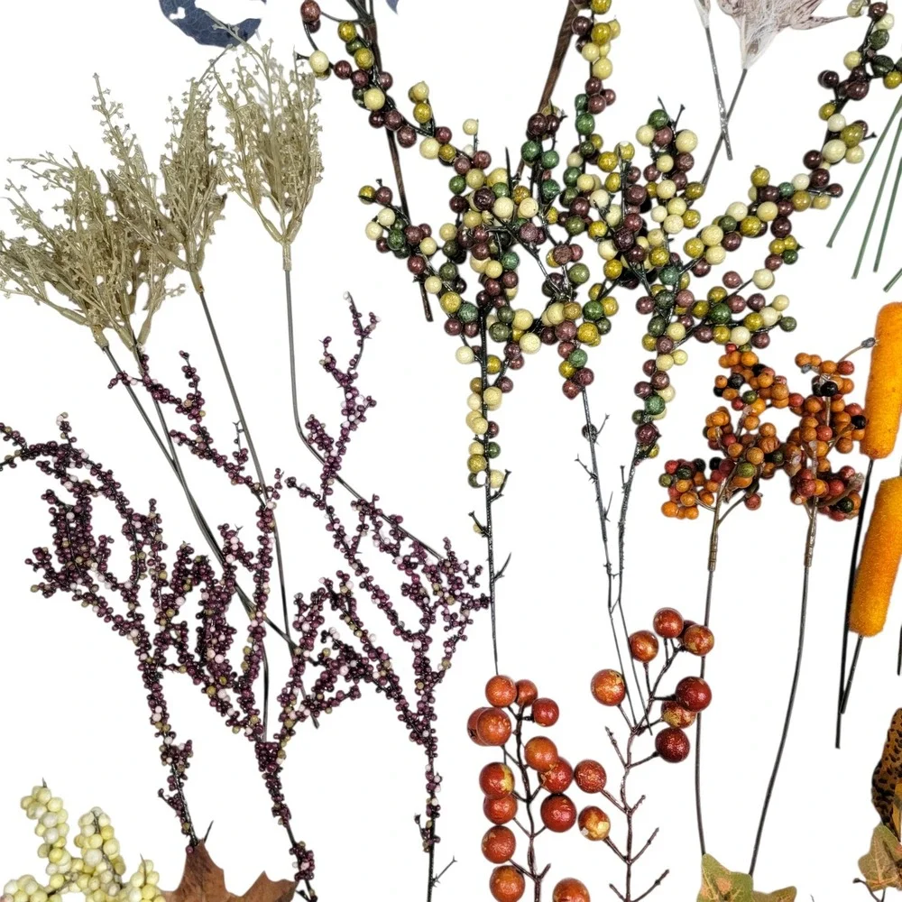 Fall Artificial Foliage Spray Stem Pick Lot 160+ Pc Leaves Autumn Harvest Crafts